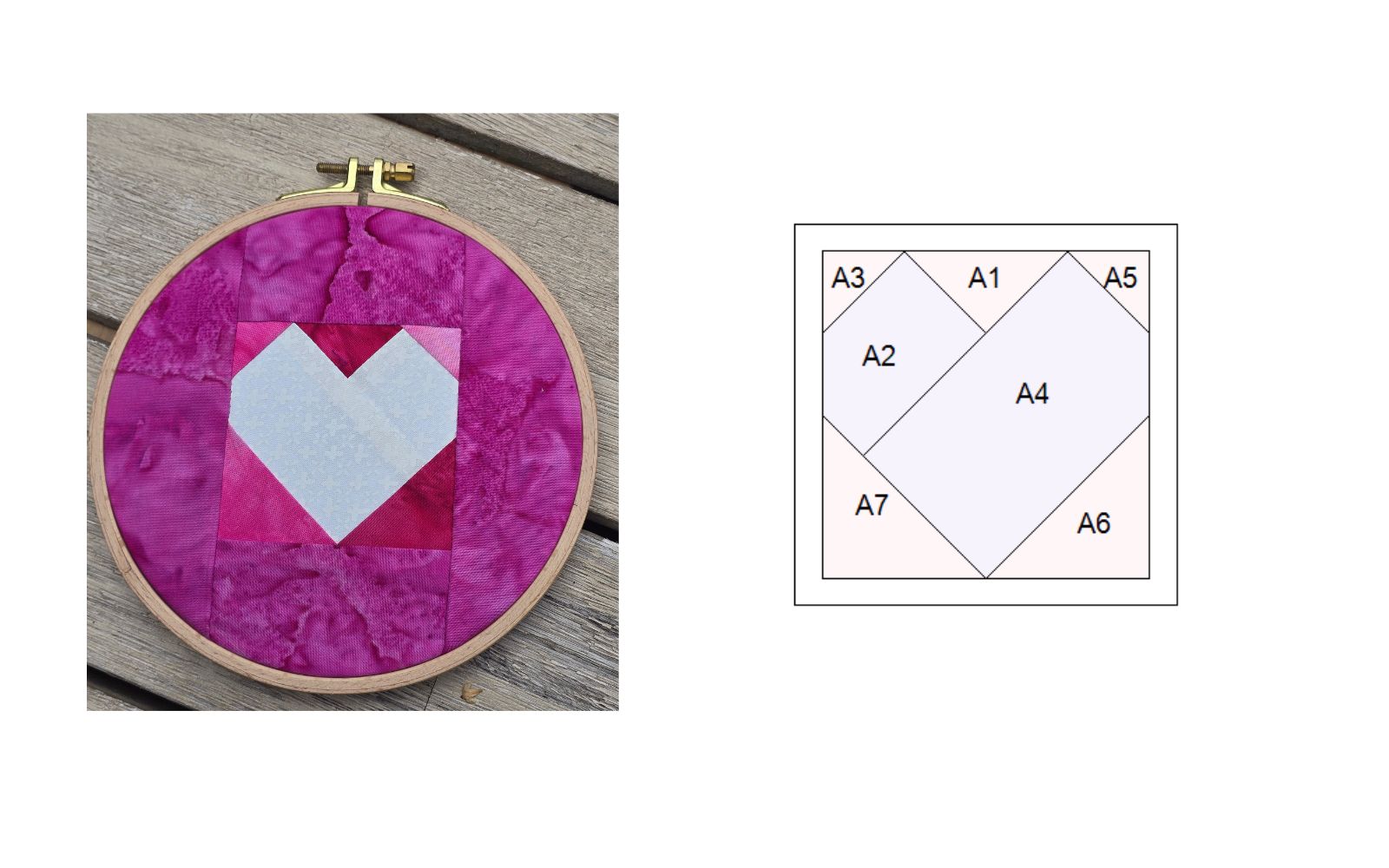 foundation paper piecing block for simple quilted heart
