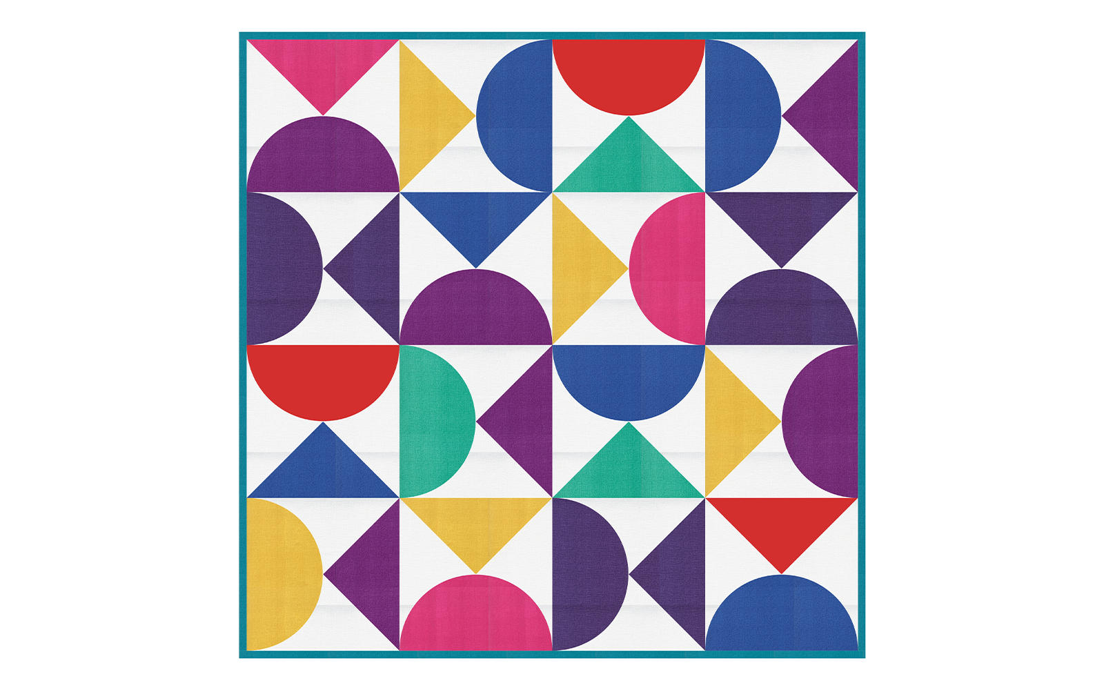 geometric quilt made of half circles and triangles