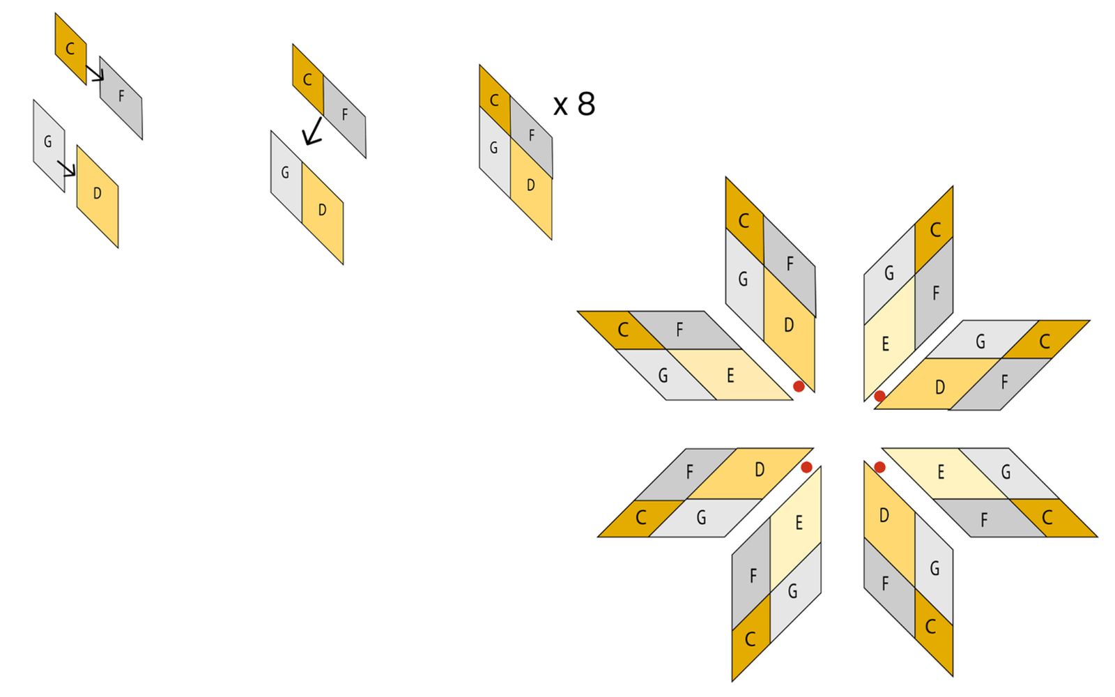  Lone star variation block in yellow and blue.