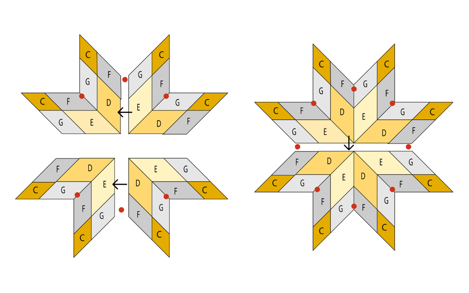  Lone star variation block in yellow and blue.