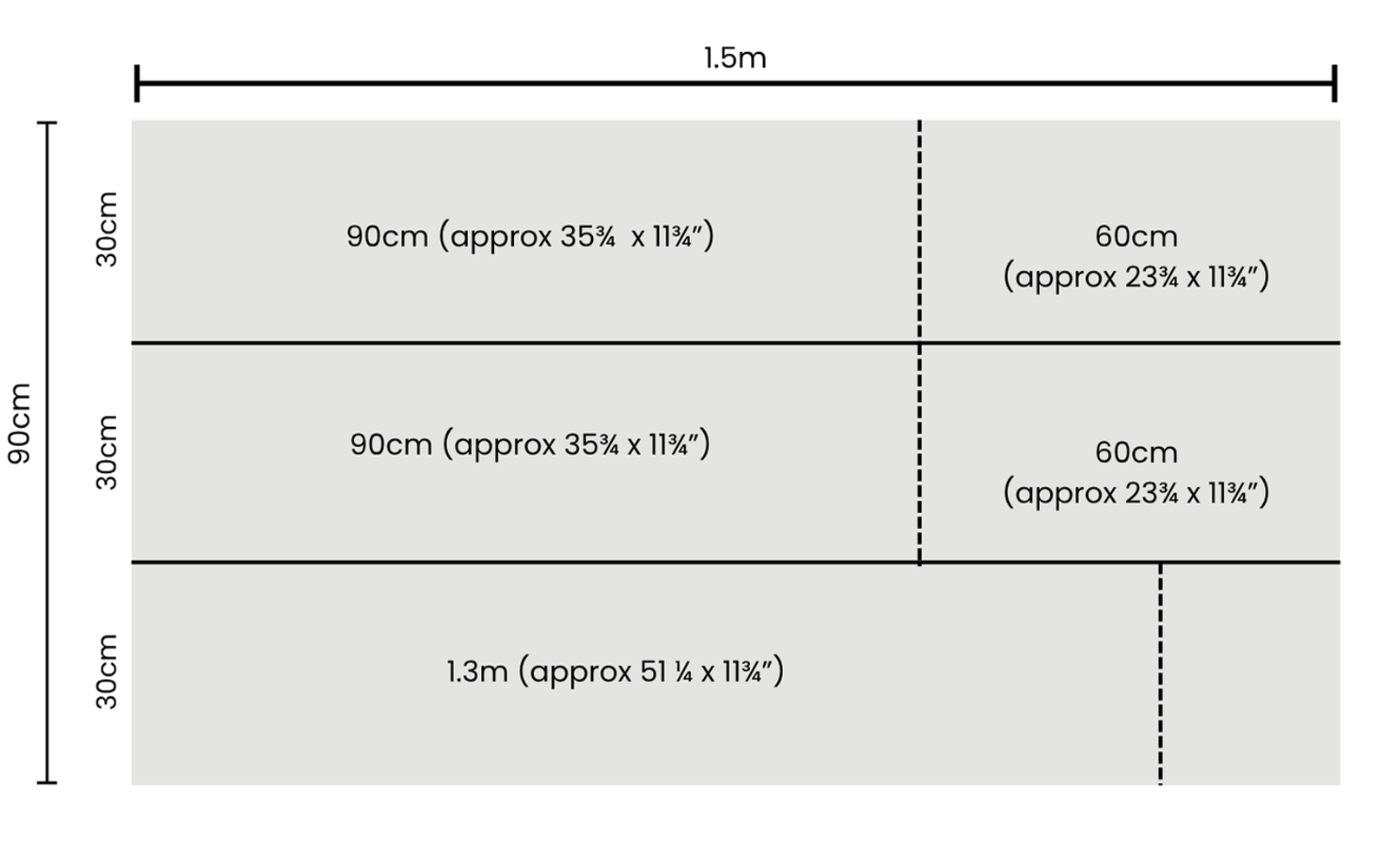Schema voor het snijden van grijze volumevlies (fiberfill) voor kerstboomquilt.