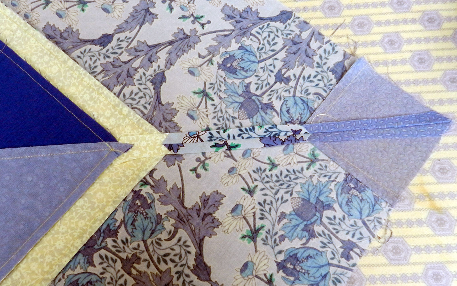 corner of quilt ready to be sewn