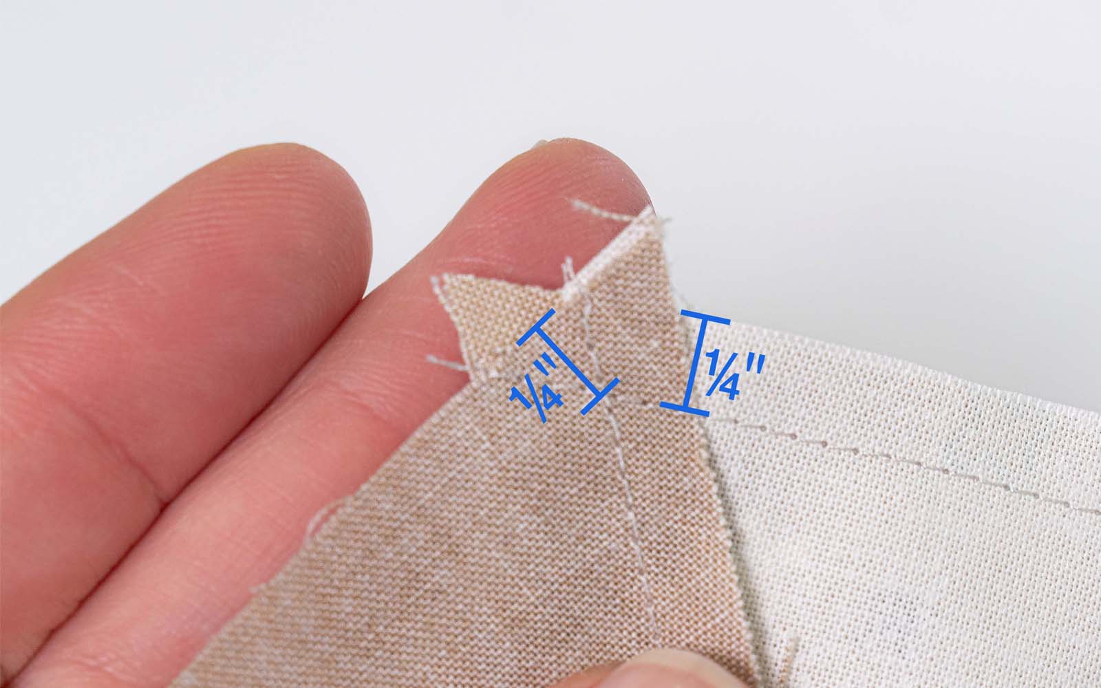Triangoli di tessuto con misure