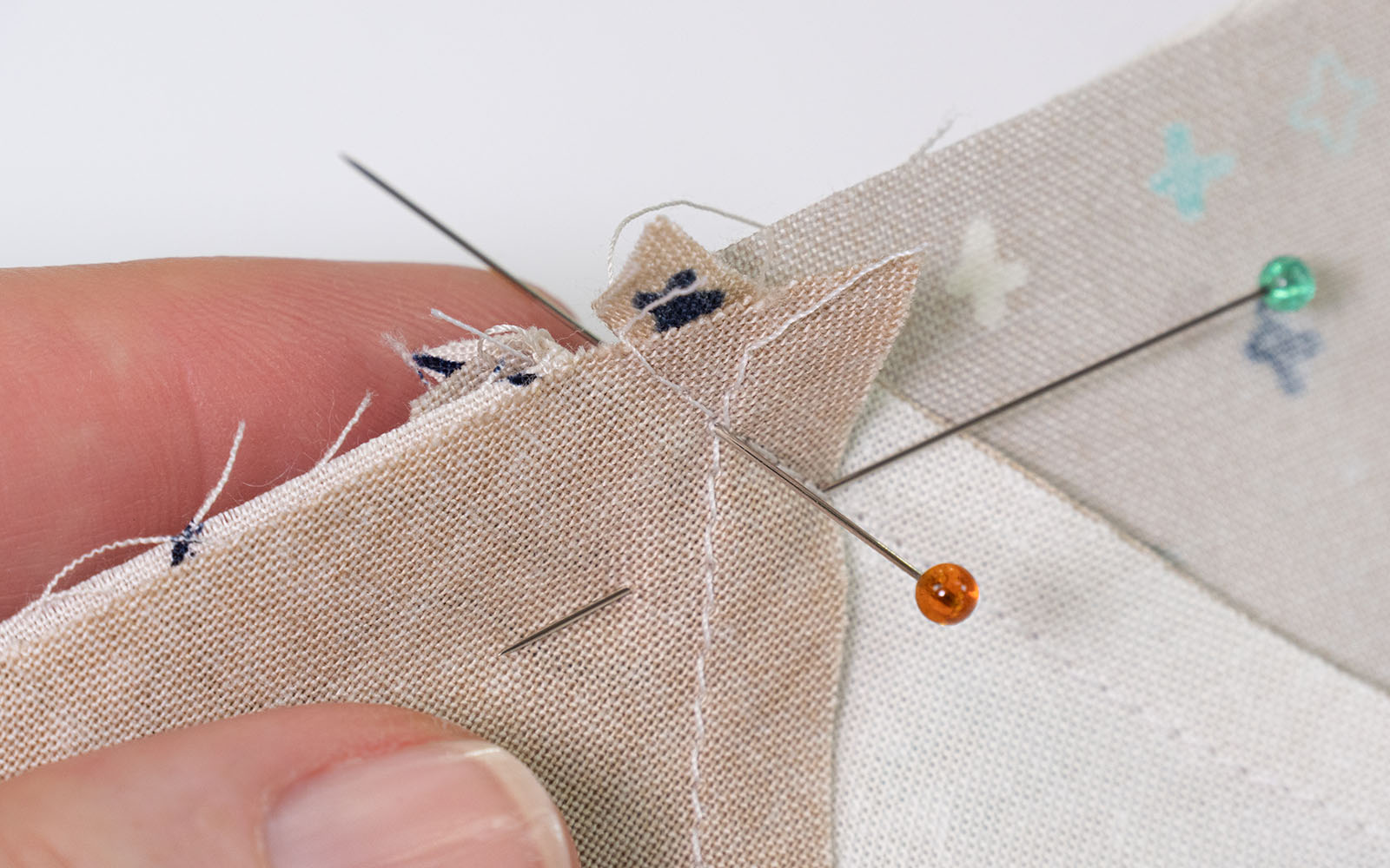 two pins in fabric