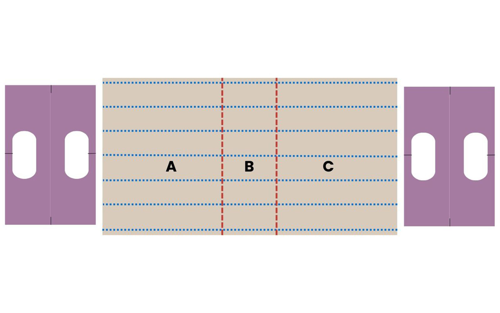 Diagram showing placement of handbag handle panels