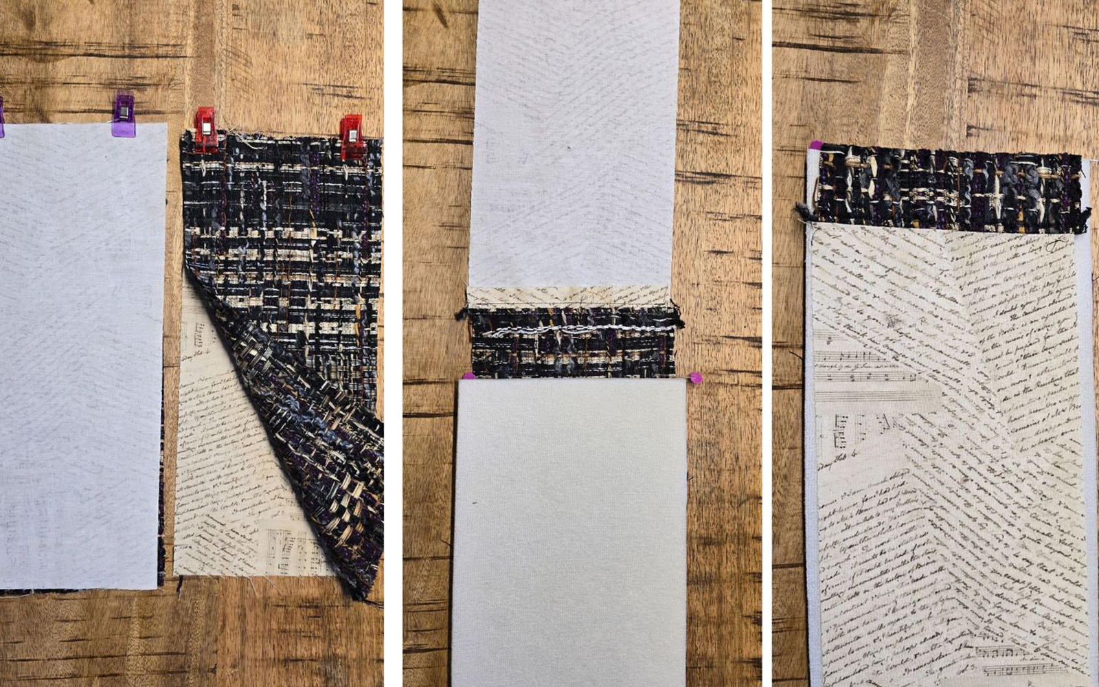 Foam stabiliser on handbag gusset sewing pattern pieces