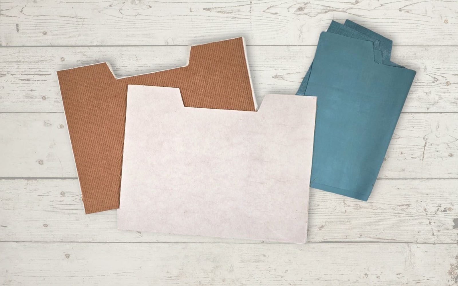 Bag pieces with stabiliser fused onto the wrong sides
