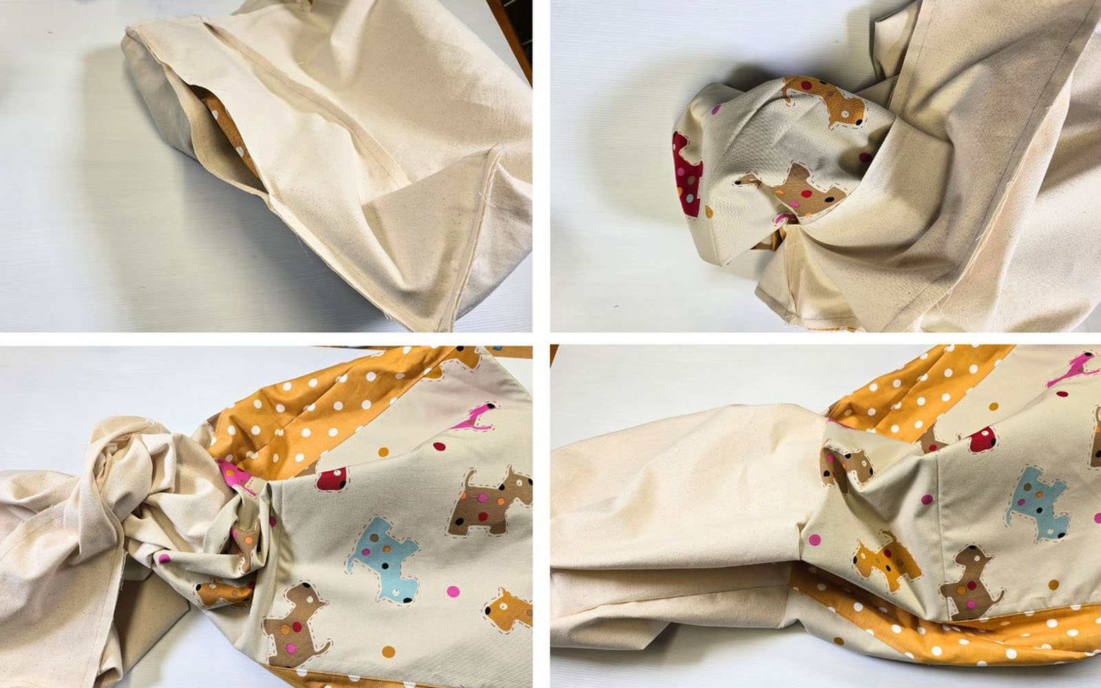 Turning tote bag sewing project through side seam