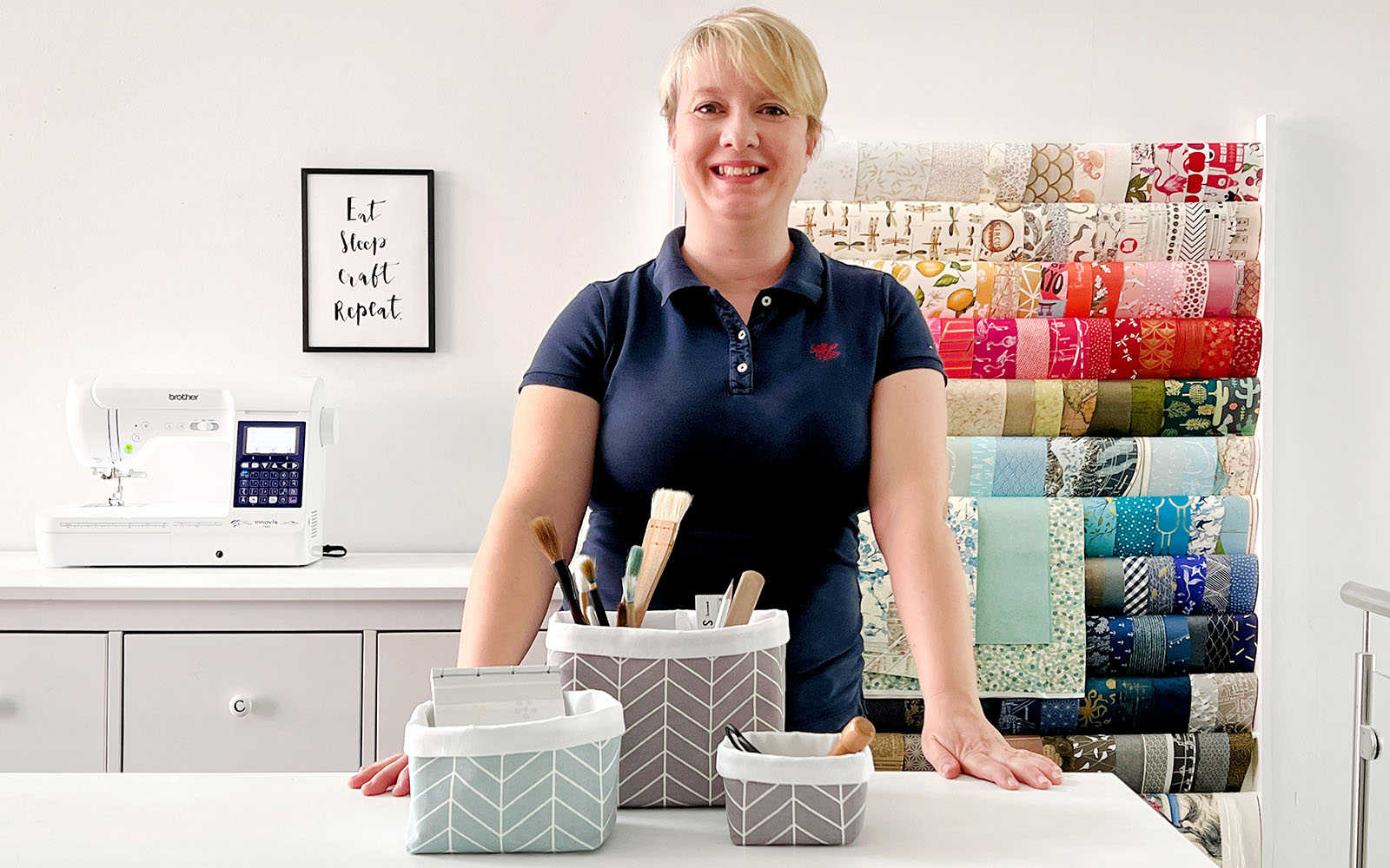 Missredfox with her sturdy fabric baskets