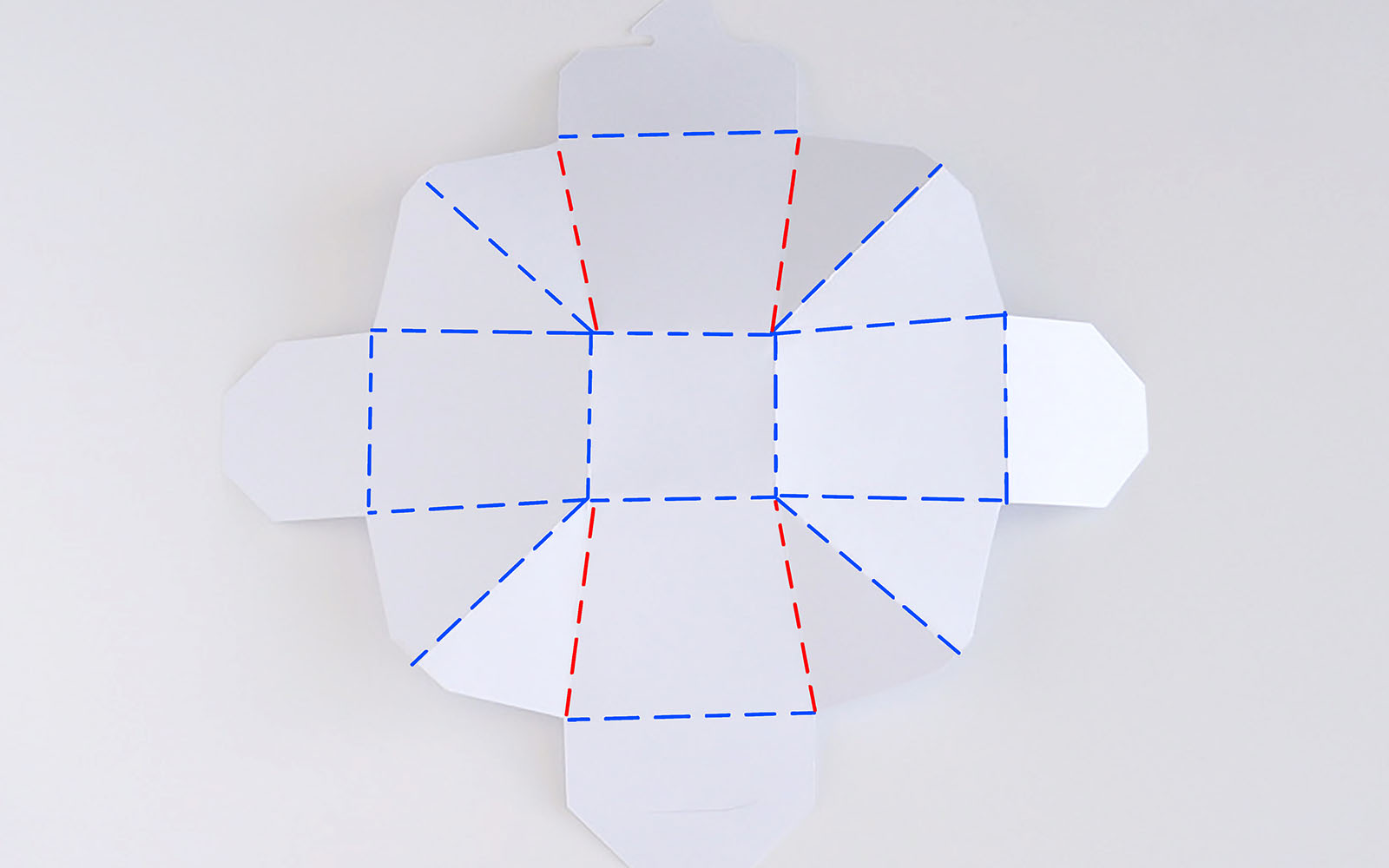 diagram voor het vouwen van een papieren afhaaldoos