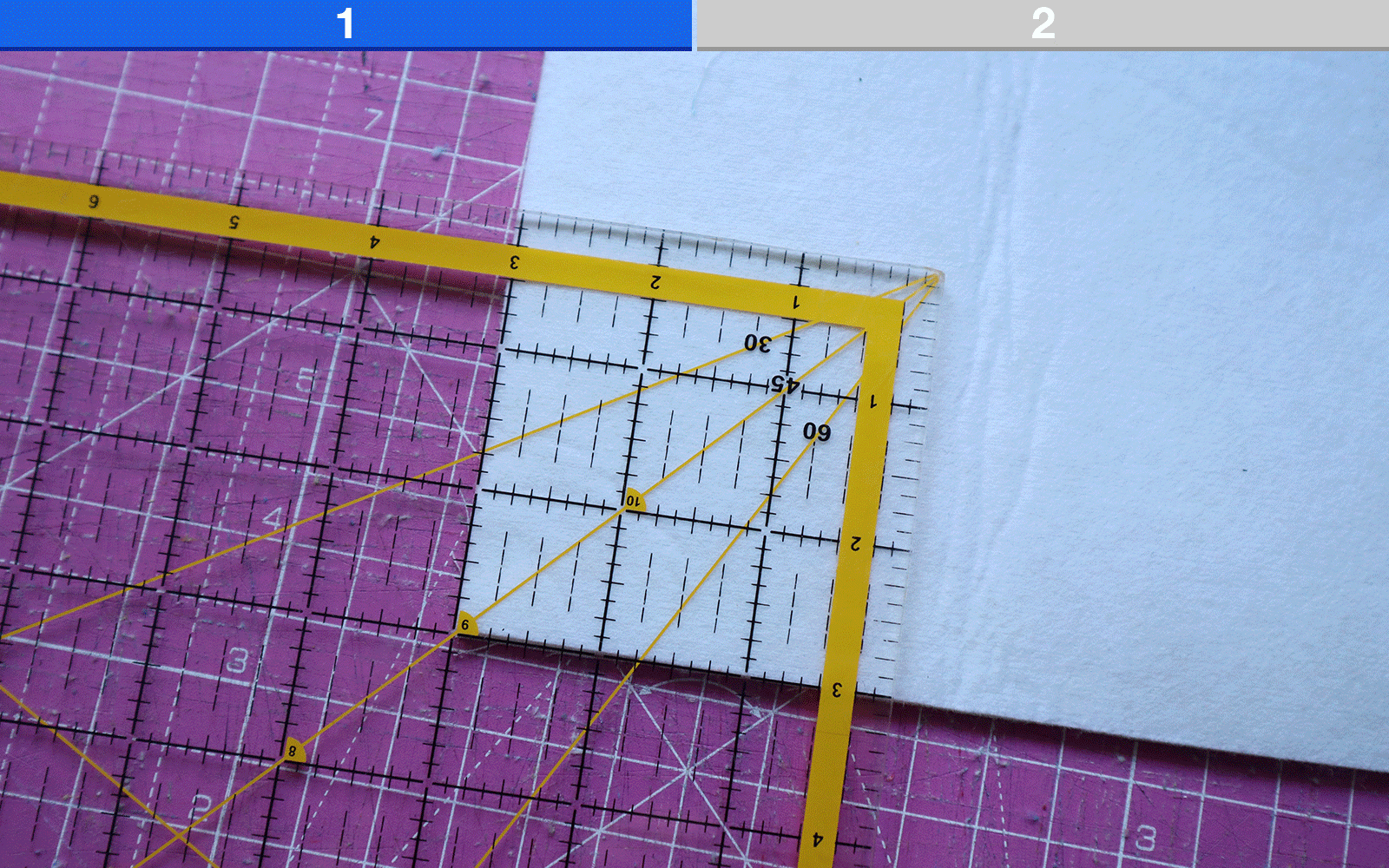 Corners marked and scissor cut for fabric storage bucket