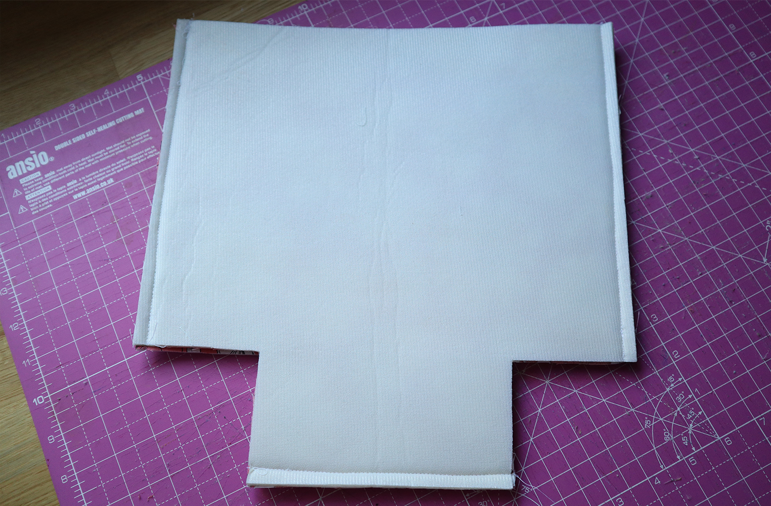 Sides and bottom of fabric sewn to make storage bucket