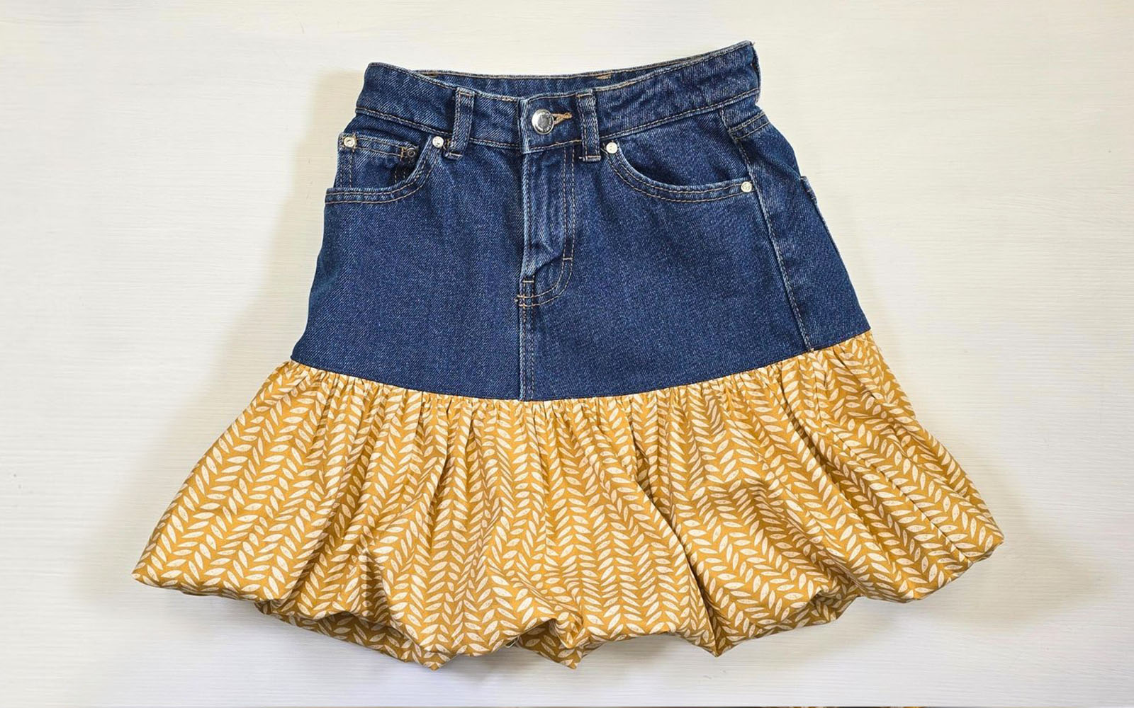 Denim and yellow bubble skirt