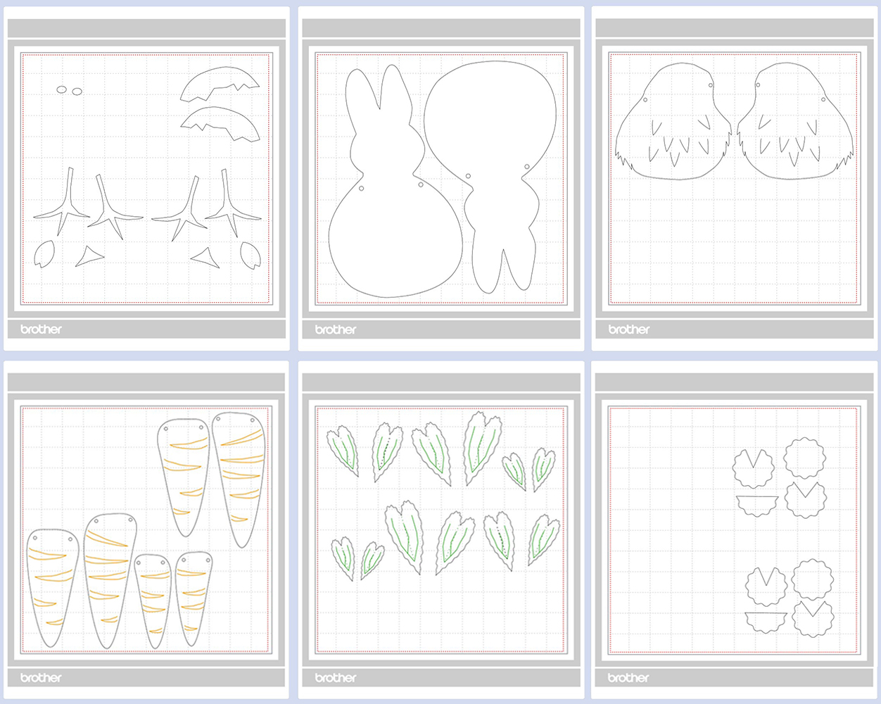 ScanNCut cutting files depicting carrot, rabbits and chick elements