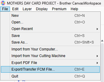 Bild mit Brother CanvasWorkspace Dropdown-Menü