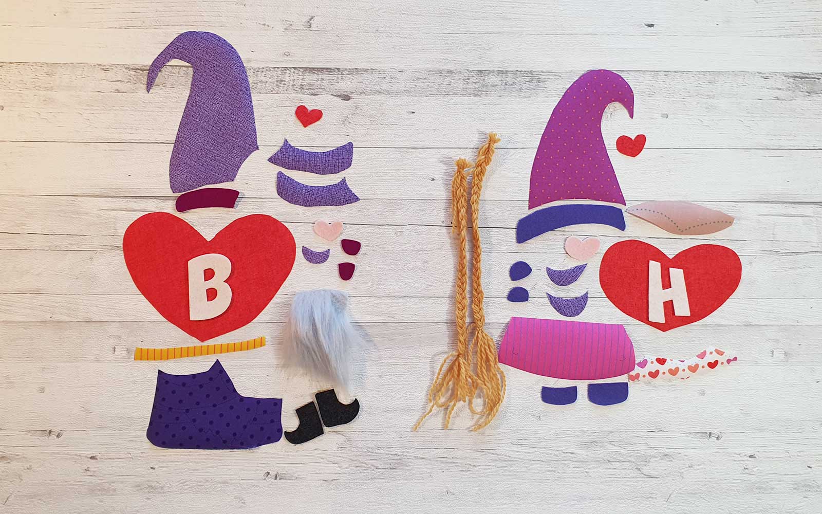 All cut fabric pieces on white background