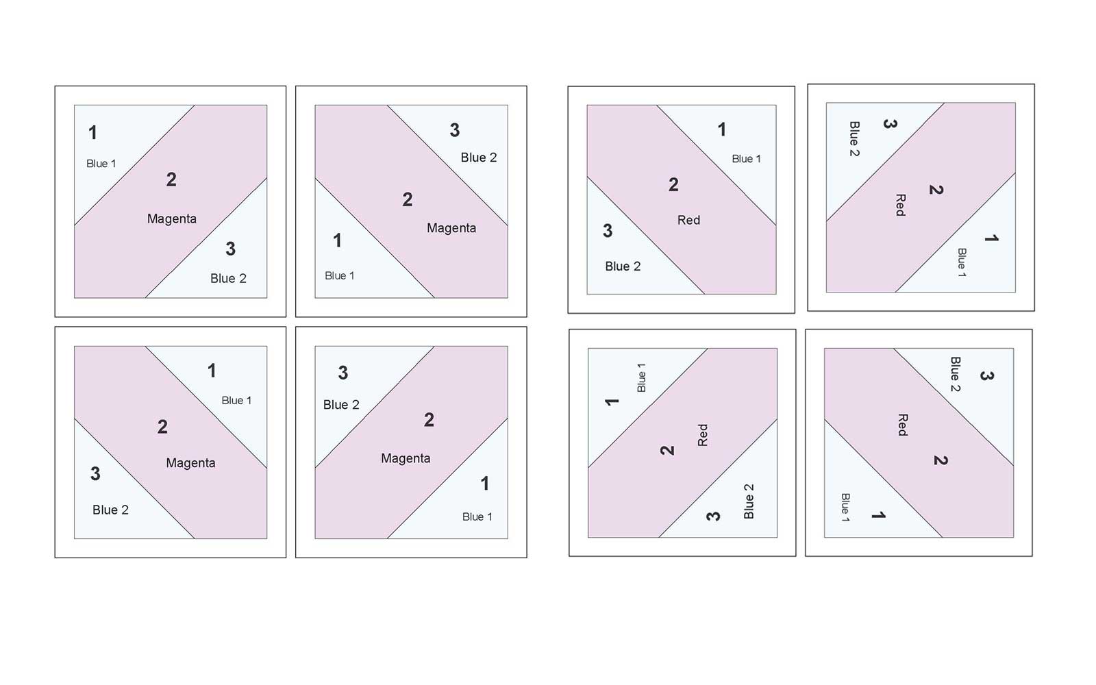 Foundation Piecing-Grafik für X- und O-Blöcke
