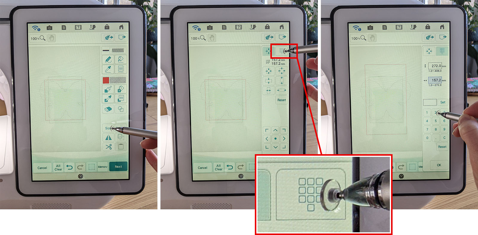 Resizing embroidery outline in Brother My Design Center