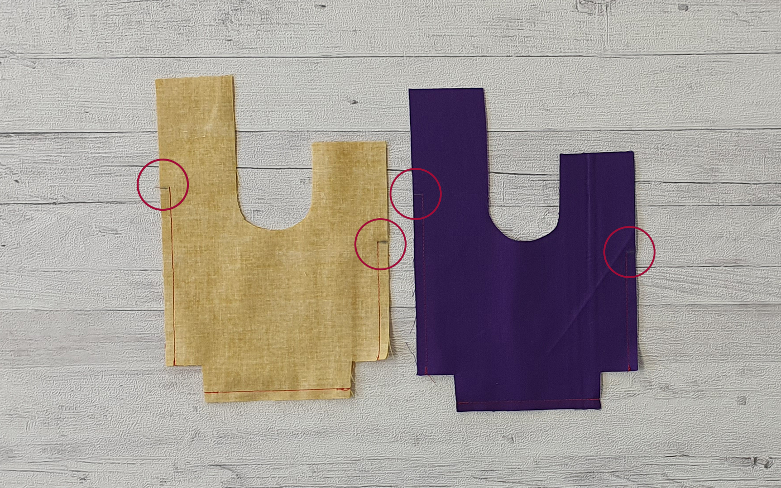 lining of two mini knot bags