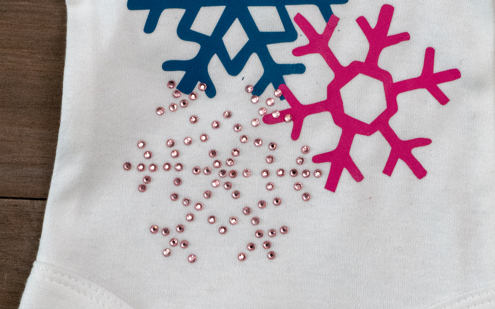 Pink rhinestone and vinyl snowflakes