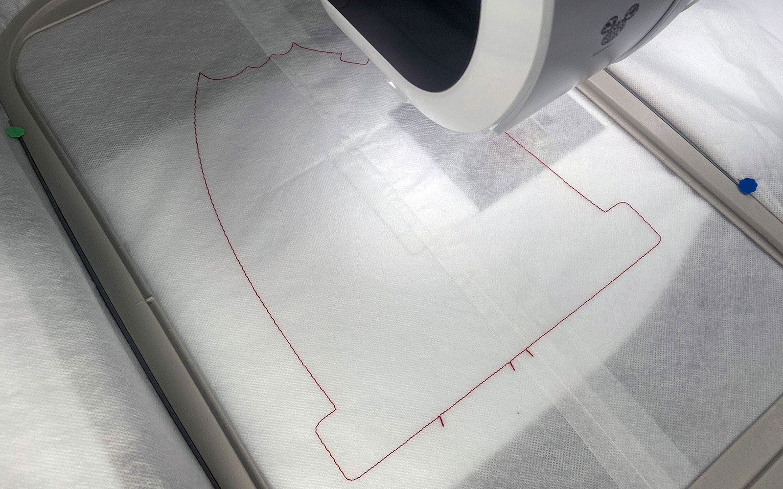 Embroidery batting in embroidery hoop