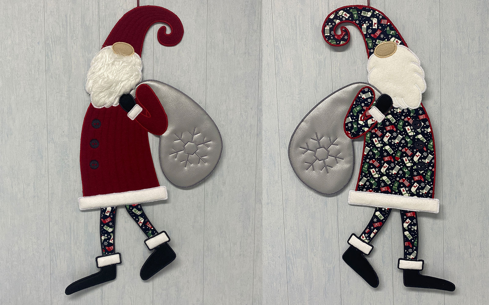 in the hoop embroidered santas