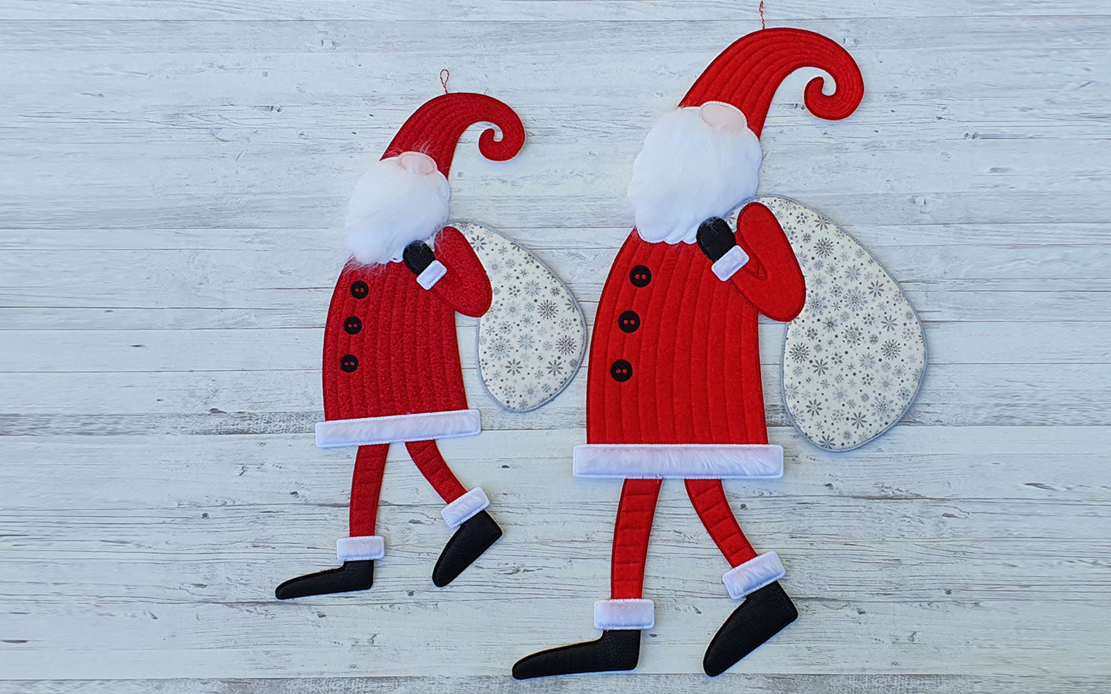 in the hoop embroidered santas