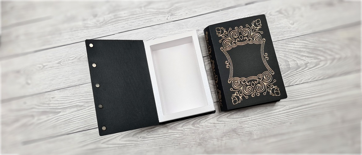 Black 3D book gift box made from paper with Brother ScanNCut