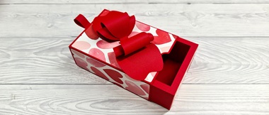 Red box with drawer on white background