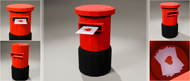 Roter 3D-Briefkasten aus Papier mit Brother ScanNCut hergestellt