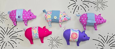  Cochons Glücksschwein du Nouvel An en tissu coloré