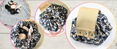 Different perspectives of Ruched make-up bag