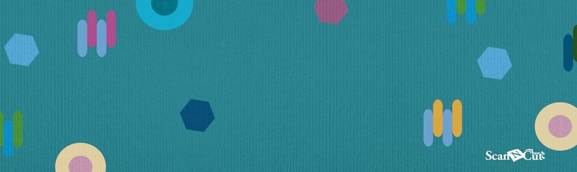 Teal paper background with colourful shapes