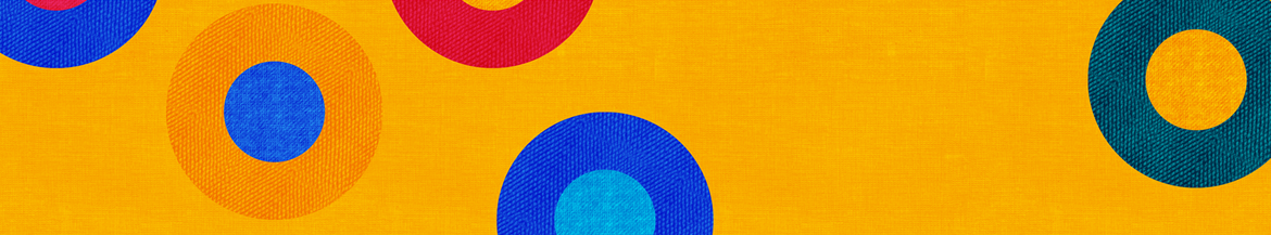 fond jaune avec cercles multicolores