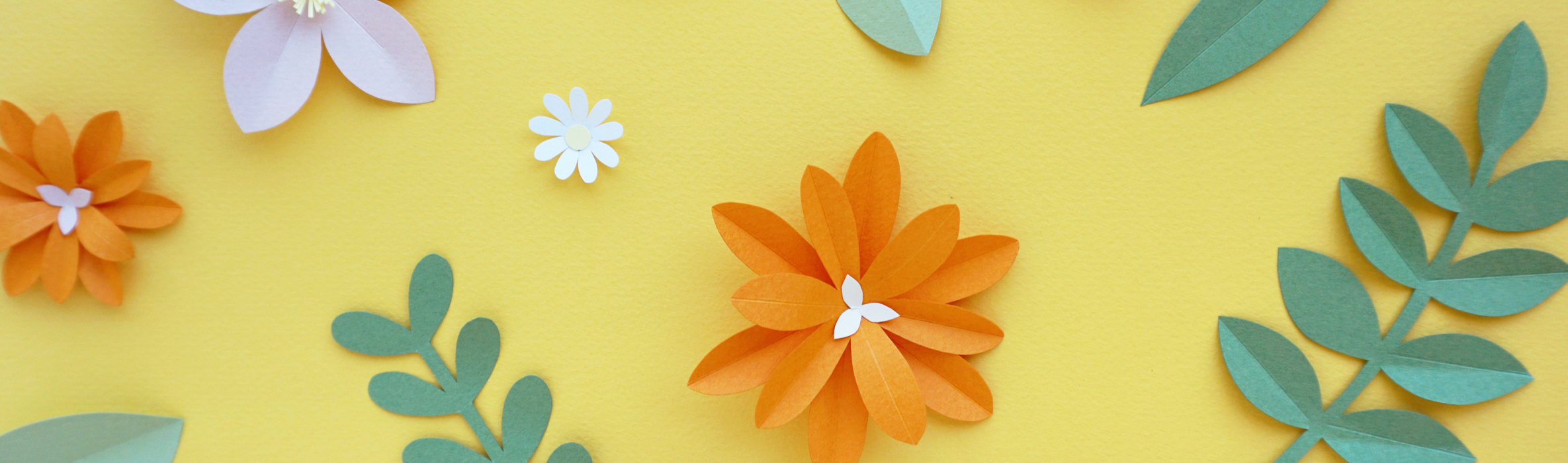 Piante ritagliate in carta su sfondo giallo