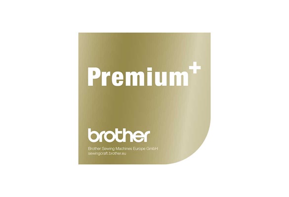 Gold b-block with Premium+ wording in white