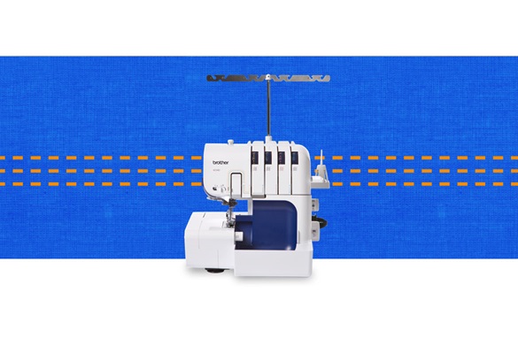 4234D overlocker machine on a dark blue pattern background