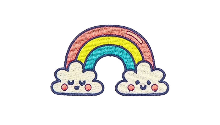 Clouds and rainbow embroidery