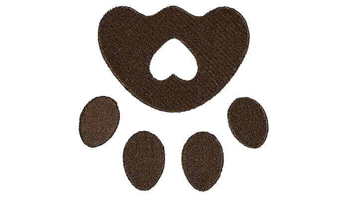 brown paw print embroidery