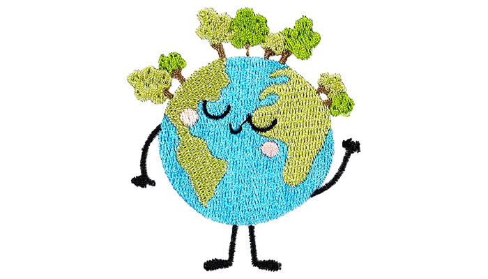 Globe cartoon art with trees