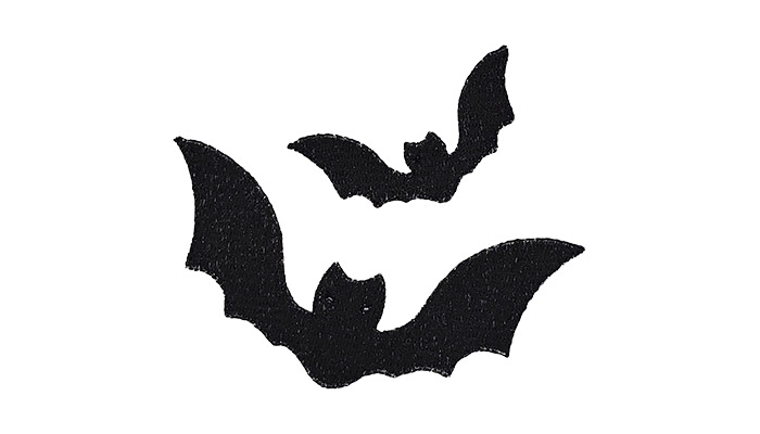 Black Halloween Bats embroidery on white background