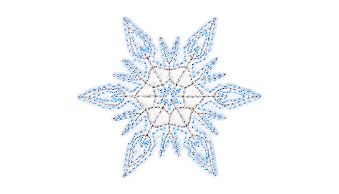 Snow flake embroidery on white background