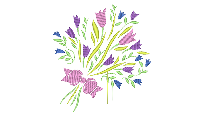 Stickmuster von pinken und lia Blumen