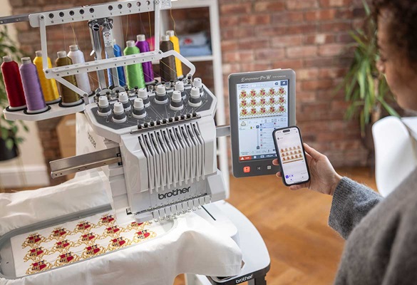 The PR1060W semi-professional embroidery machine with innovative feature for project efficiency.