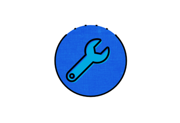 Blue spanner on blue circle