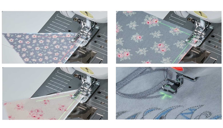 guidelines beamed onto fabric with projector of Brother XP3