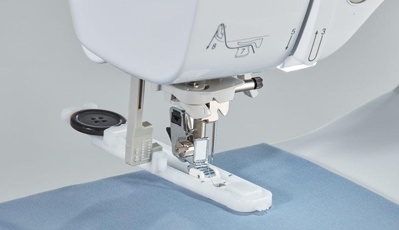 Close up of buttonhole foot of Brother A-series sewing machine