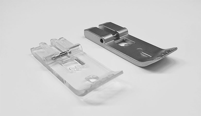 Metal presser foot and clear Foot of Brother coverstitch machines