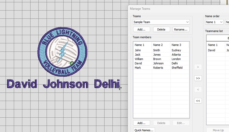 Illustration of name function feature on screen.