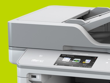 Kantoorprinter, groene achtergrond